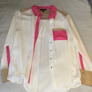 Melanie Lyne Pink and White Blouse